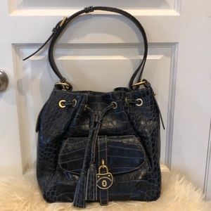 Navy Croc Dooney Drawstring Bucket Bag